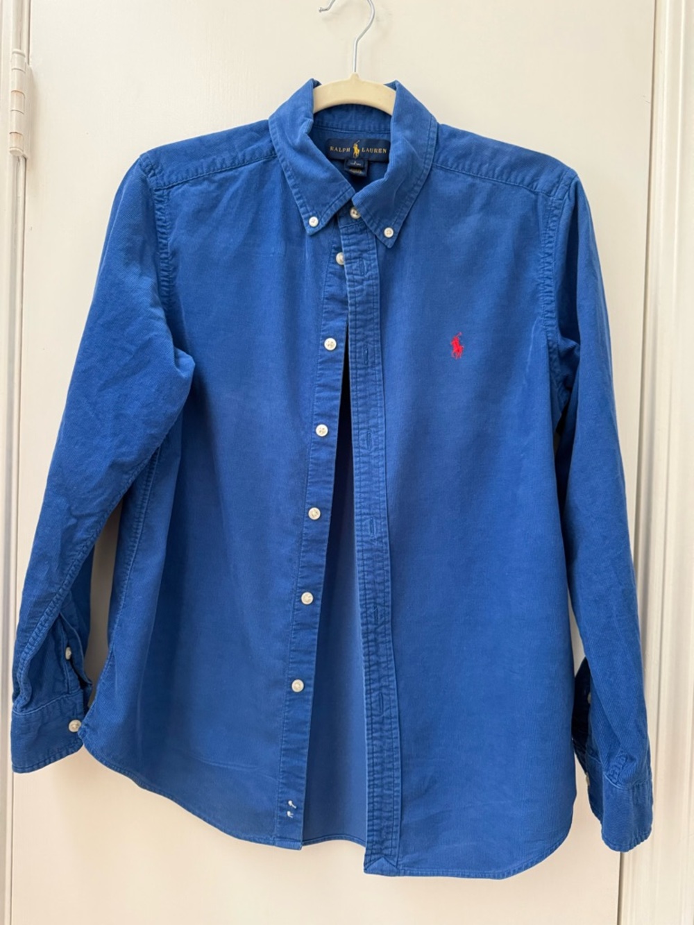 Ralph Lauren Blue Corduroy Button-Down Shirt, Boys Size L